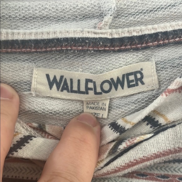 Wallflower Striped Hoodie Sweater - Black, White, Red - Picture 2 of 5